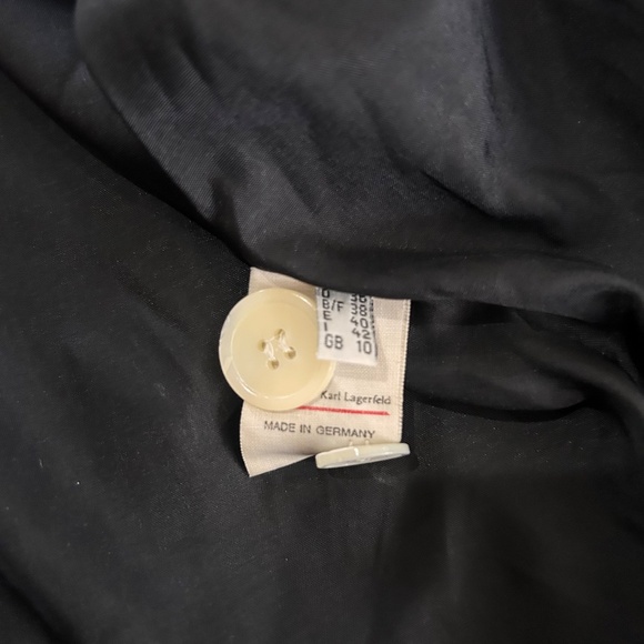 Vintage Karl Lagerfeld black cropped blazer tuxedo jacket shiny viscose - Picture 10 of 11